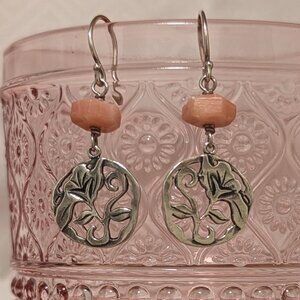 Silpada Pink Soapstone Sterling Silver Earrings